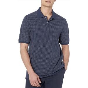 Amazon Essentials Men's Regular-Fit Cotton Pique Polo Shirt Navy Dot M NWT